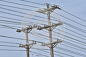 High voltage power lines in urban setting