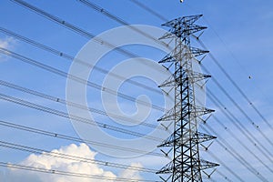 High voltage power pole with nice sky