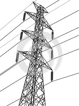 High voltage power pole vector line sketched up