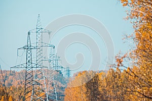 High-voltage power transmission towers