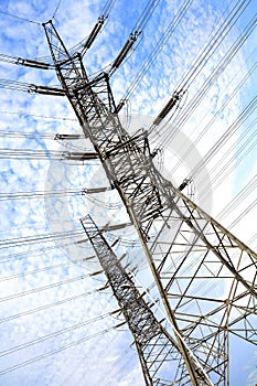 High-voltage power transmission towers