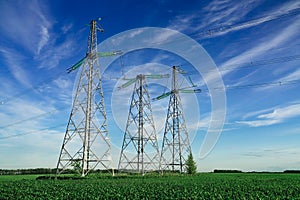 High-voltage powerline or overhead power line