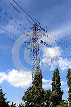 High voltage powerline pylon.