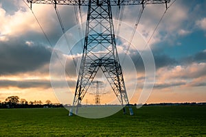 High voltage pylons in a beautiful landscape