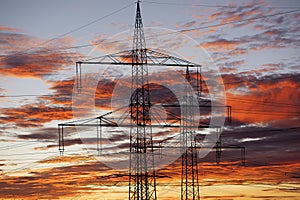 high voltage pylons for transmission of energy