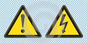 High voltage sign and danger sign, danger triangle symbol, warning sign