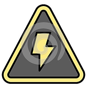 High voltage sign icon, warning sign vector