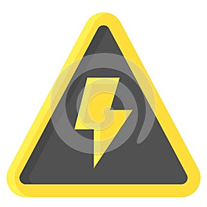 High voltage sign icon, warning sign vector