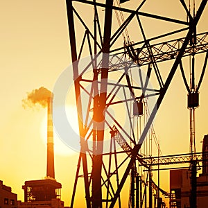 High voltage tower and chimney