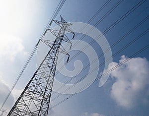 High voltage tower or electricity transmission power lines