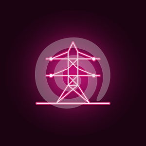 high-voltage tower neon icon. Elements of web set. Simple icon for websites, web design, mobile app, info graphics
