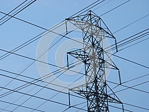 High voltage tower and wires