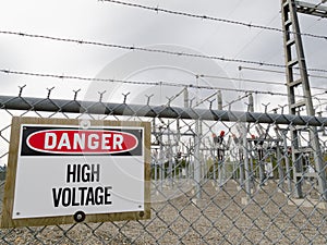 High-voltage transformer substation photo