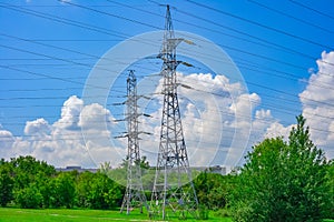 High voltage transmission line pylon tower