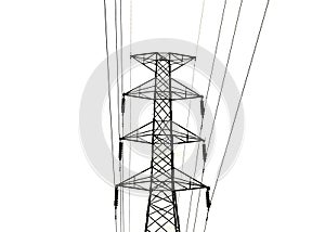 The High voltage transmission lines isolated on white background