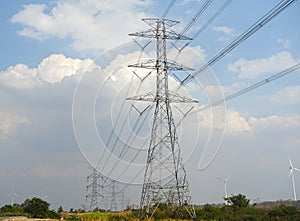 High voltage transmission pole.