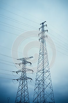 High voltage transmission pylon closeup