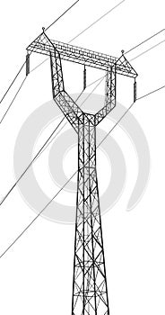 High voltage transmission systems. Electric pole. Power lines. A network of interconnected electrical. Vector design illustration