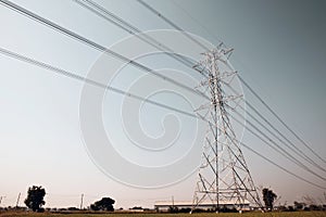 High-voltage transmission tower and electricity voltage wiring cable