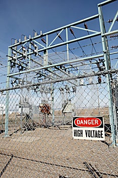 A high voltage warning sign.