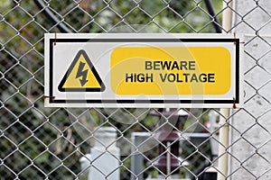 High voltage warning sign