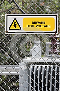 High voltage warning sign