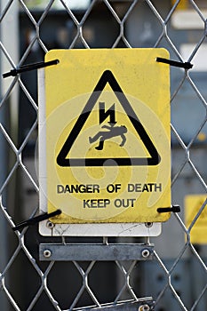 High voltage warning sign