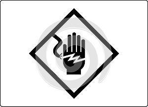 High Voltage Warning Sign Electrical Symbol Hand Shock