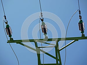 High voltage wires with insulators