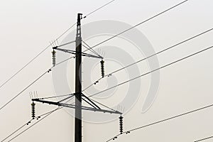 High voltage wires on a white background