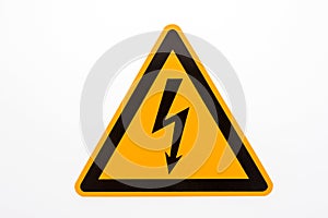 High voltage yellow triangle warning sign