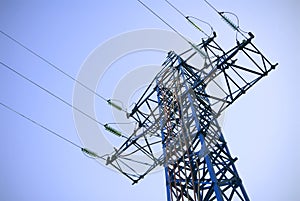 High voltge transmission pylon view from the bottom.
