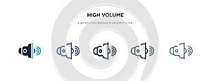 High volume icon in different style vector illustration. two colored and black high volume vector icons designed in filled,