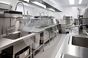 high-volume kitchen workflow with rigorous and consistent standards of cleanliness and sanitation