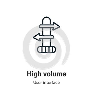 High volume outline vector icon. Thin line black high volume icon, flat vector simple element illustration from editable user