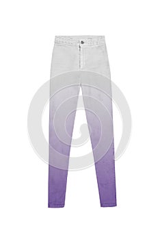 High waisted white grey purple gradient jeans pants, isolated