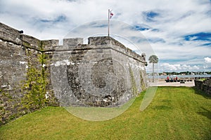 The high walls of the Castillo de San Marcos National Monument in St. Augustine, Florida