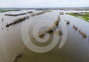 High water in the Ijssel river, Holland