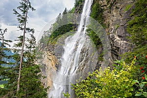 High waterfall in the austrian Alps