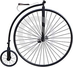 High Wheel Bicycle Isolated, Penny Farthing photo