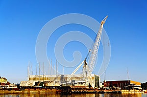 High white cranes and technical quay port