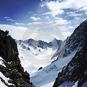 High wiew from a glacier in frot of the MONT BLANC