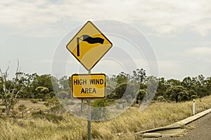 High Wind Warning Roadside Sign