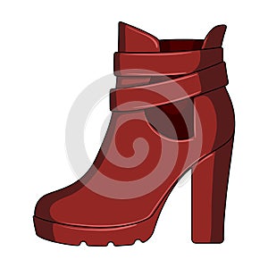 High women red shoes for everyday wear .Different shoes single icon in cartoon style vector symbol stock illustration.