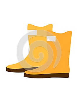 High yellow rubber boots. High yellow boots icon. Vector illustration for print, card design.