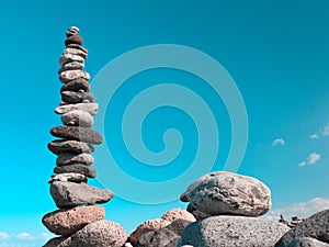High zen tower of gray stones