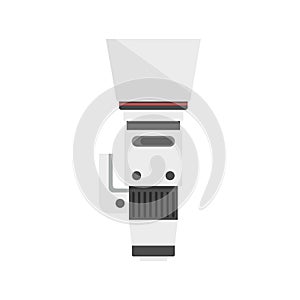 High zoom lens icon, flat style