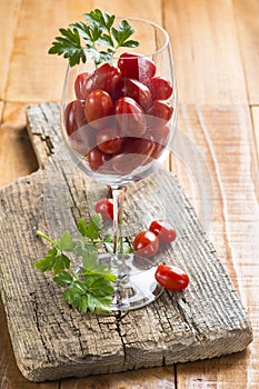 Highball cup with grape tomatoes