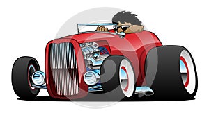 Highboy Hot Rod Roadster with Driver Isolated Vector Illustration