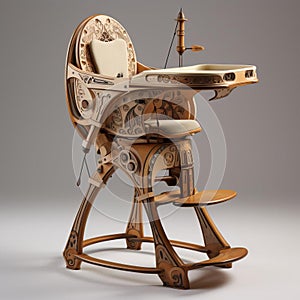 Antique-inspired High Chair With Ornate Wooden Carvings And Comfort photo